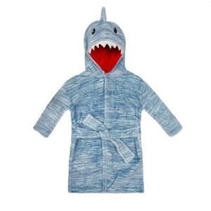 MODERN baby soft‎ plush blue shark robe sz 0/9M